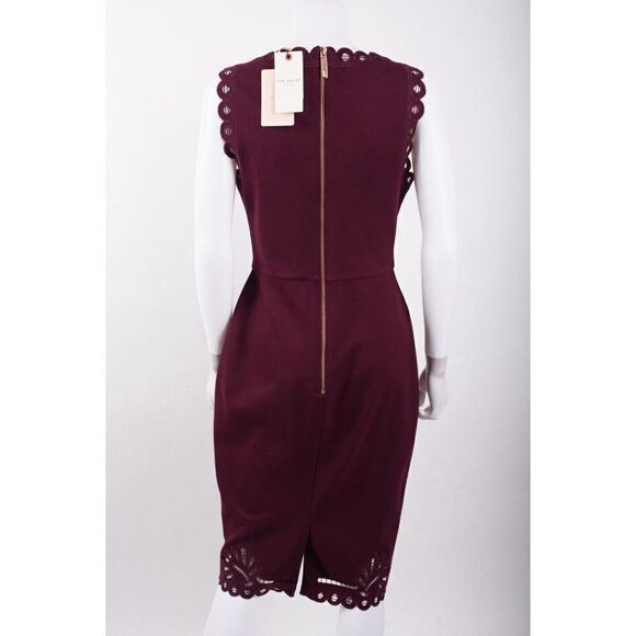 Ted Baker Womens Sheath Dress Verita Cutwork Cut Out Yoke Sz 3 US 8 Lace Red NWT - Picture 5 of 6